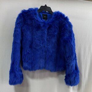 Forever 21 Electric blue faux fur Premium  lined clasp closer coat jacket S